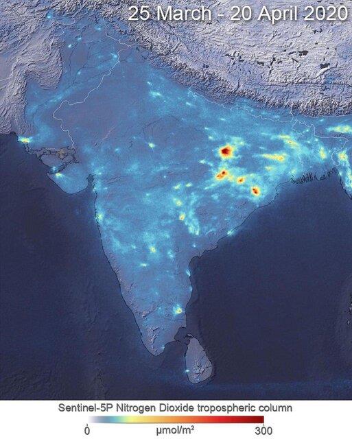  میزان نیتروژن دی اکسید در هند هم پایین آمد
